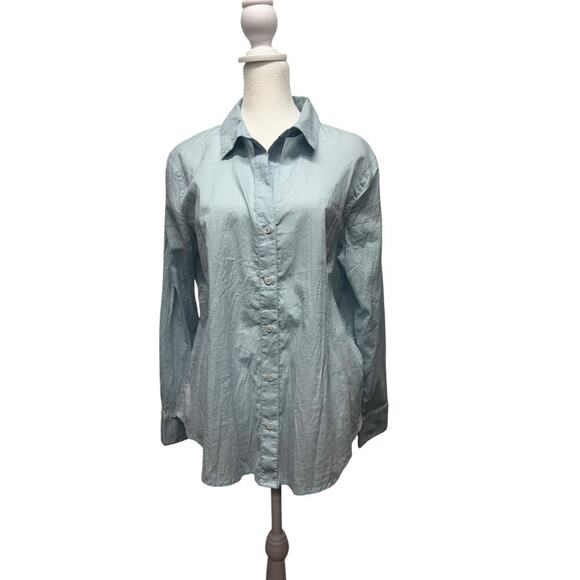 Nic + Zoe Blue Crinkle Shirt Button Up NWT Size M - Picture 5 of 15
